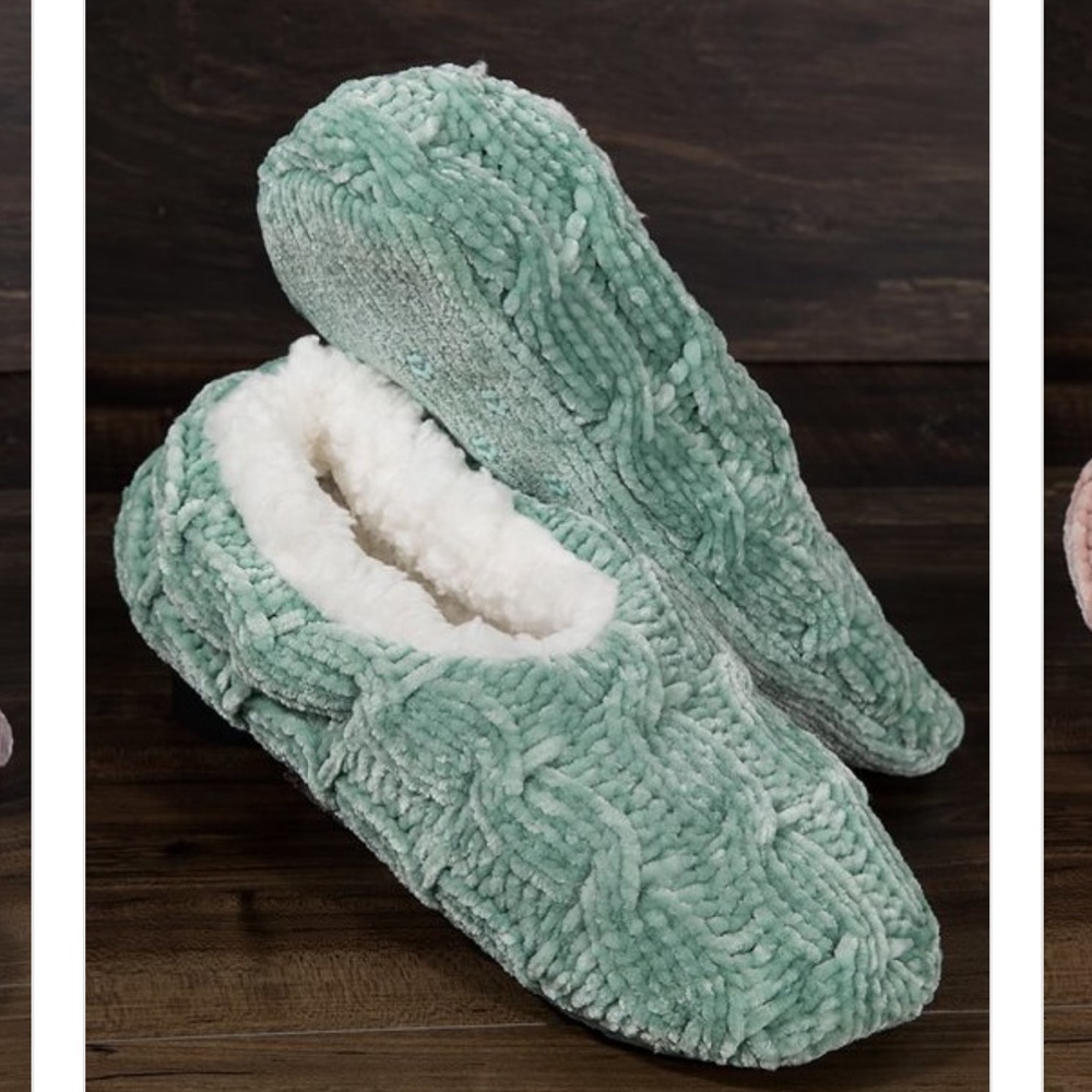 Fleece lined Chenille slippers Mint
